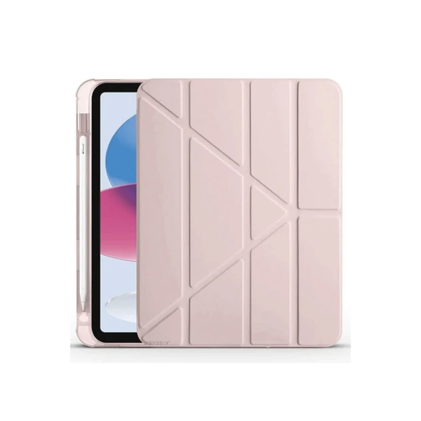 İpad 2022 10.9 (10.nesil) Kılıf Kalemlikli Mars Tablet Kılıfı - Rose Gold ürün görseli 1