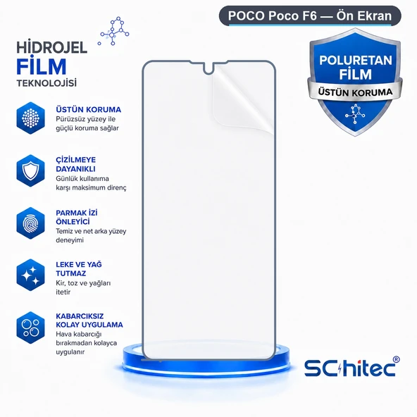 SChitec POCO Poco F6 Uyumlu Hidrojel Ekran Koruyucu ürün görseli 1