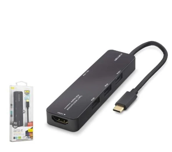 iETOP TUH305 Type-C 3.2 Gen1 Combo Hub PD HDMI 4K 5 Port 5 Gbps Siyah ürün görseli 1