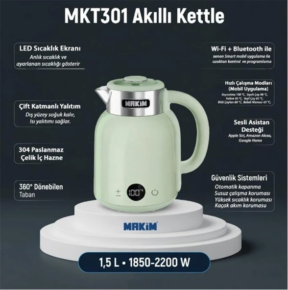 Makim MKT301 AKILLI YEŞİL KETTLE ürün görseli 1