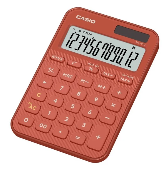 Casio MS-20YC-RD 12 Hane Kırmızı Masa Üstü Hesap Makinesi ürün görseli 1