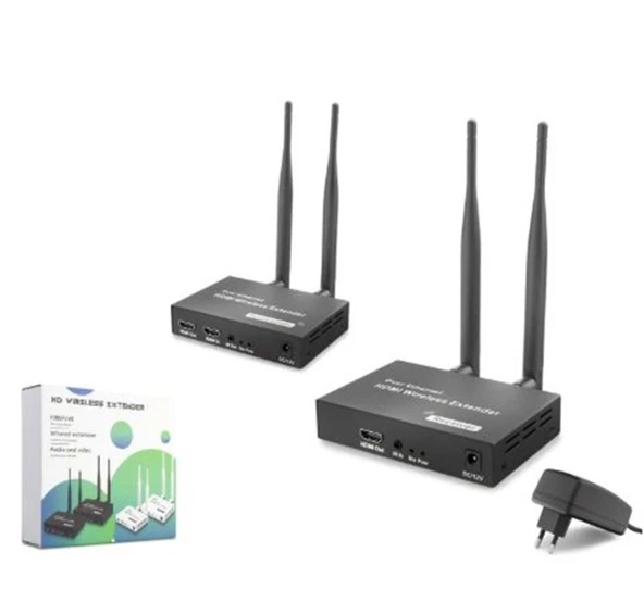 HADRON HDX1444 Kablosuz HDMI Görüntü Aktarım Seti Loop-Out IR 1080p 200 m Siyah ürün görseli 1