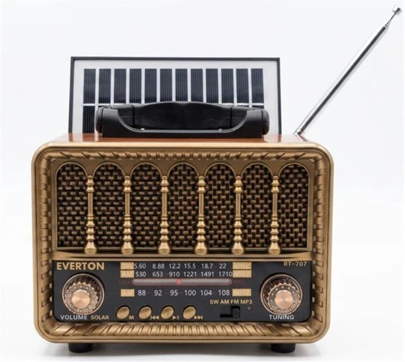 Everton RT-707 Bluetooth-USB-SD-FM Şarjlı  Nostaljik Radyo Solarlı Radyo ürün görseli 1