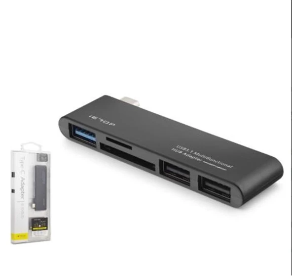 iETOP TU251 Type-C 3.1 Gen1 Combo Hub Kart Okuyucu 5 Port 5 Gbps Siyah ürün görseli 1