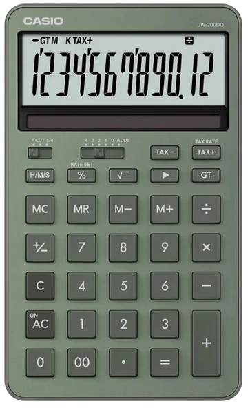 Casio JW-200DQ-GN 12 Hane Puslu Yeşil Masa Üstü Hesap Makinesi ürün görseli 1