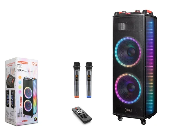 Nodar NDR1212S 12" Bluetooth Speaker Mikrofonlu Uzaktan Kumandalı 2x12" 400-330-1090MM ürün görseli 1