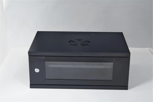Racksan SE-6404S 4U Duvar Tipi Kabinet (240-530-400) Raf+Fan ürün görseli 1