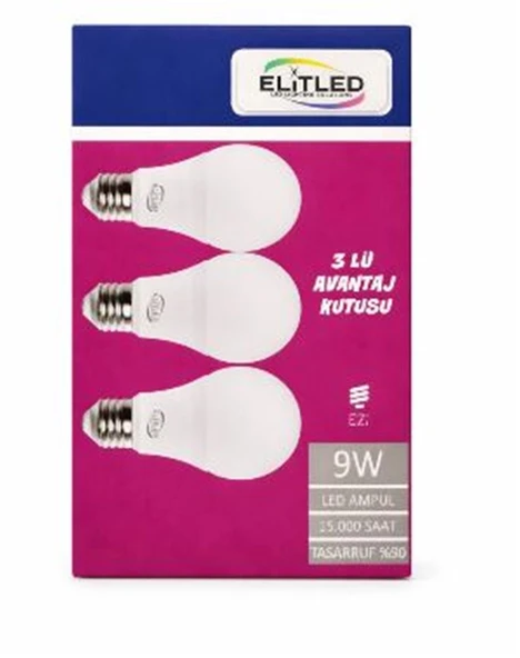 ELİTLED 9W 3LÜ SET AVANTAJ KUTU ürün görseli 1