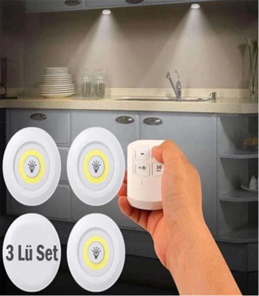 ELİTLED 3LÜ KUMANDALI PİLLİ SPOTLED ürün görseli 1