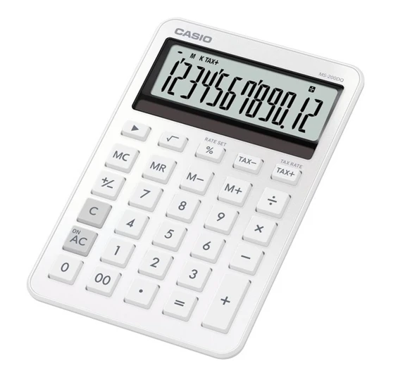 Casio MS-200DQ-WE 12 Hane Beyaz Üstü Hesap Makinesi ürün görseli 1