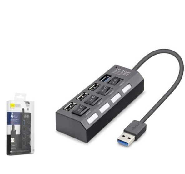 iETOP U3202 USB 3.0 Anahtarlı Hub 4 Port 5 Gbps Siyah ürün görseli 1