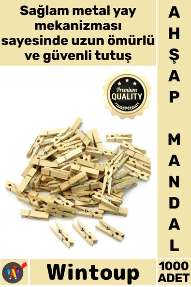 #Mandal Dekoratif Fotoğraf Asma Klipsi Doğal Hobi Tasarım Ürünü Modern Ahşap Mandal 2.5 Cm 1000 Adet ürün görseli 1