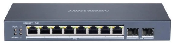 Hikvision DS-3E1510P-SI 8 Port 10-100-1000 Mbps Gigabit Akıllı Yönetilebilir PoE Switch ürün görseli 1