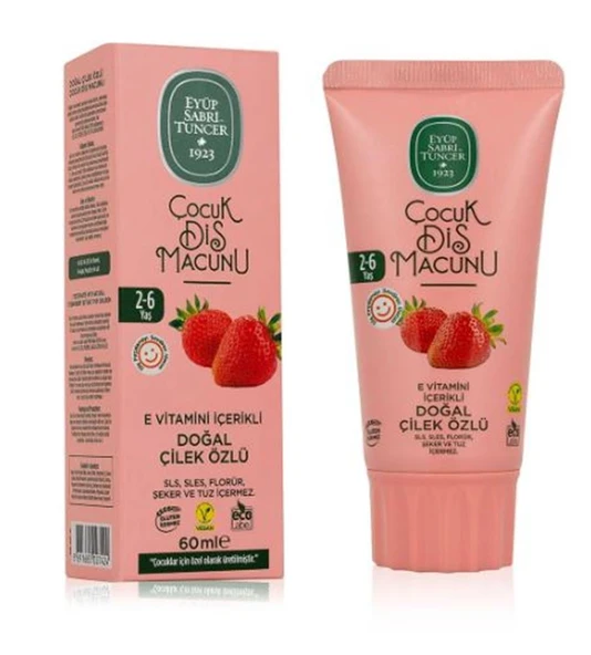 Eyüp Sabri Tuncer Doğal Çilek Özlü 2-6 Yaş Çocuk Diş Macunu 60 ml ürün görseli 1