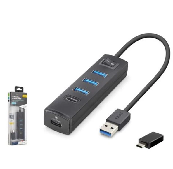 iETOP TU359 USB Type-C 3.2 Gen1 Anahtarlı Hub 4 Port 5 Gbps Siyah ürün görseli 1