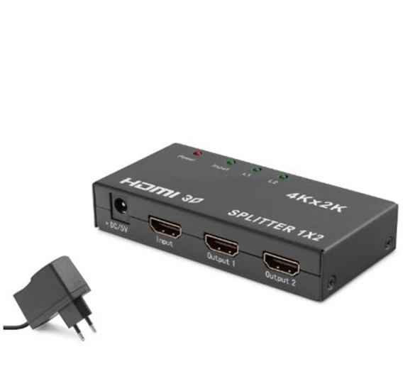 HADRON HDX1295 HDMI Splitter 4K 3D 1 In 2 Out - Siyah ürün görseli 1