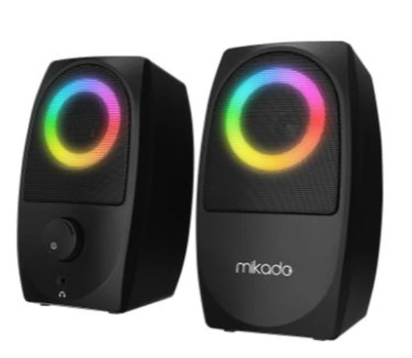 Mikado MD-90R 2.0 5W - 2 Siyah Bluetooth RGB 2.0 Gaming Speaker ürün görseli 1