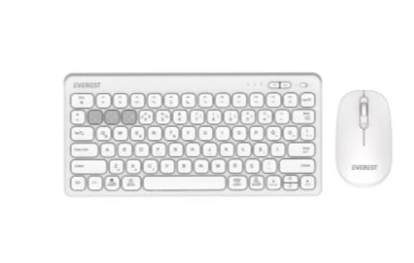 Everest  KM-BT903 Beyaz 3in1 3 BT + 2.4  İnce Q 4 Cihaz Bağlantılı Kablosuz Klavye + Mouse Set ürün görseli 1