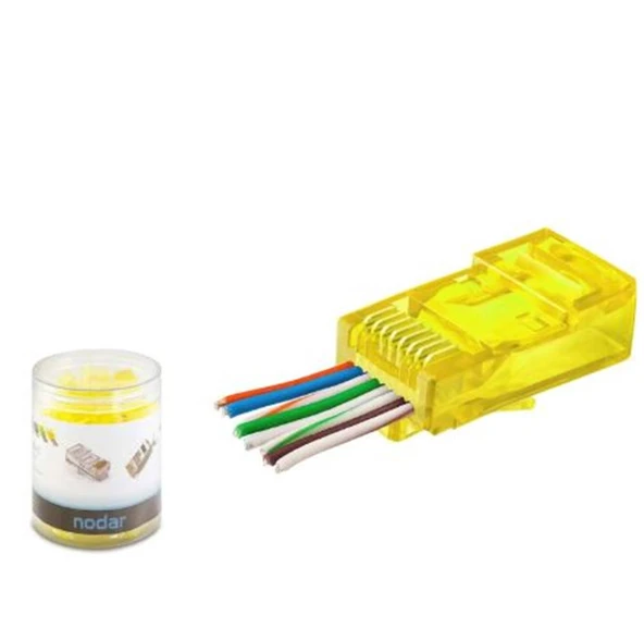 NODAR ND2400 CAT6 EZ RJ45 Konnektör 100 Adet Plastik Kutu - Sarı ürün görseli 1