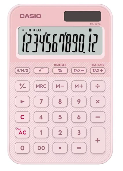 Casio MS-20YC-LP 12 Hane Açık Pembe Masa Üstü Hesap Makinesi ürün görseli 1