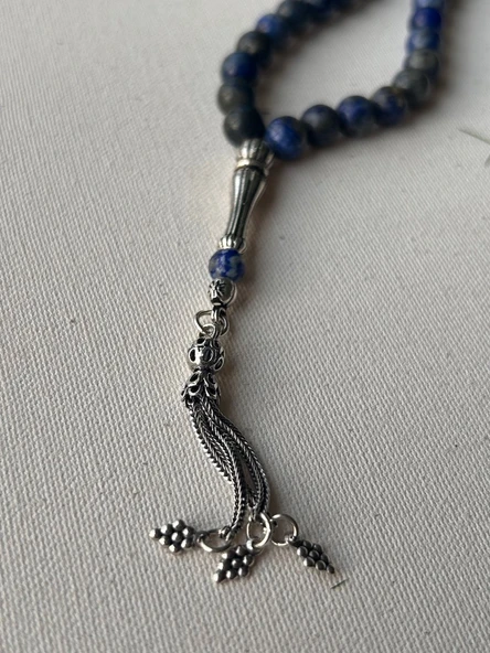925 ayar gümüş lapis lazuli tesbih - Resim 2