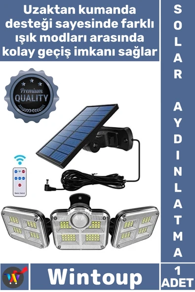 #Led Su Geçirmez Dış Mekan Sensörlü Solar Panelli Rahat Uzaktan Kumandalı 122 Led Bahçe Aydınlatması ürün görseli 1