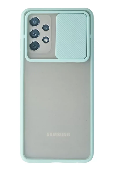 Newface Samsung Galaxy A52 Kılıf Palm Buzlu Kamera Sürgülü Silikon - Turkuaz ürün görseli 1