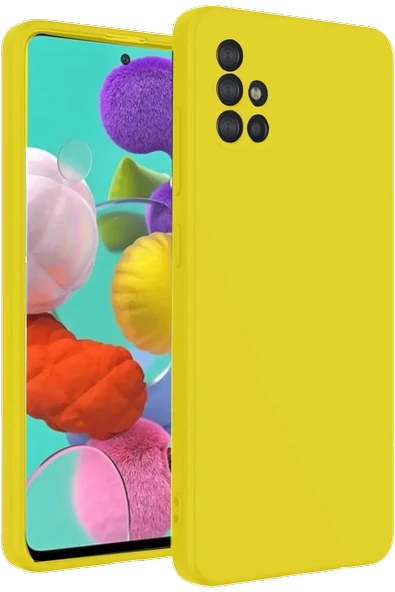 Newface Samsung Galaxy A31 Kılıf Nano içi Kadife Silikon - Sarı ürün görseli 1