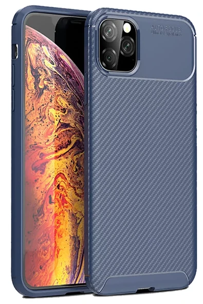 Newface Apple iPhone 11 Pro Kılıf Auto Focus Karbon Kapak - Lacivert ürün görseli 1