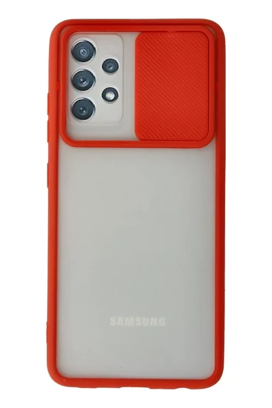 Newface Samsung Galaxy A72 Kılıf Palm Buzlu Kamera Sürgülü Silikon - Kırmızı ürün görseli 1