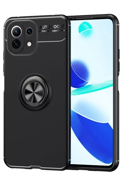 Newface Xiaomi Mİ 11 Lite Kılıf Range Yüzüklü Silikon - Siyah ürün görseli 1