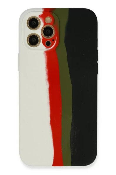 Newface Apple iPhone 12 Pro Max Kılıf Ebruli Lansman Silikon - Beyaz-Siyah ürün görseli 1