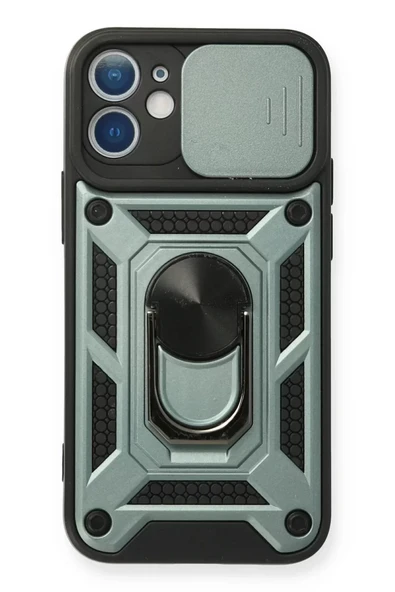 Newface Apple iPhone 11 Kılıf Pars Lens Yüzüklü Silikon - Yeşil ürün görseli 1