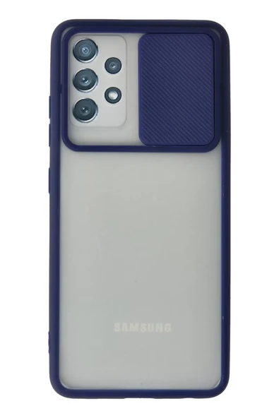 Newface Samsung Galaxy A72 Kılıf Palm Buzlu Kamera Sürgülü Silikon - Lacivert ürün görseli 1