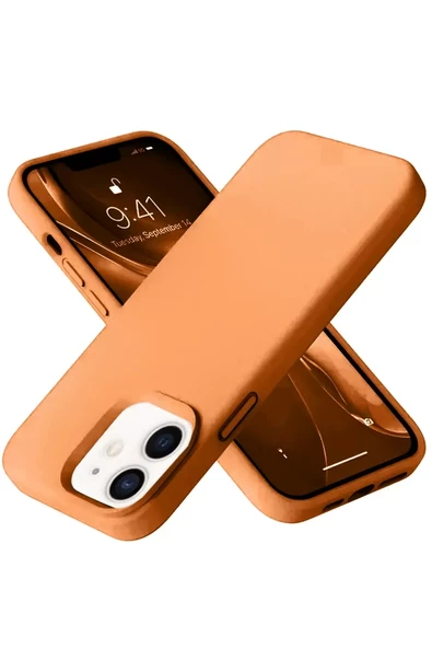 Newface Apple iPhone 12 Kılıf Nano içi Kadife Silikon - Turuncu ürün görseli 1