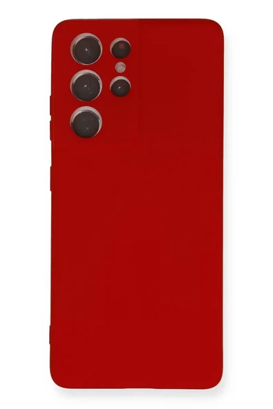 Newface Samsung Galaxy S21 Ultra Kılıf Nano içi Kadife Silikon - Kırmızı ürün görseli 1