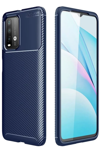 Newface Xiaomi Redmi 9T Kılıf Auto Focus Karbon Kapak - Lacivert ürün görseli 1