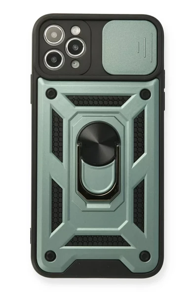 Newface Apple iPhone 11 Pro Max Kılıf Pars Lens Yüzüklü Silikon - Yeşil ürün görseli 1