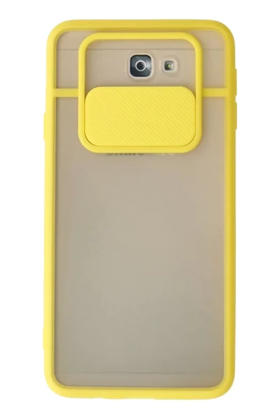 Newface Samsung Galaxy J7 Prime Kılıf Palm Buzlu Kamera Sürgülü Silikon - Sarı ürün görseli 1