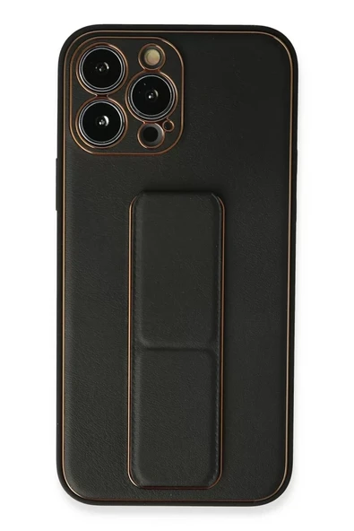 Newface Apple iPhone 13 Pro Kılıf Coco Deri Standlı Kapak - Siyah ürün görseli 1