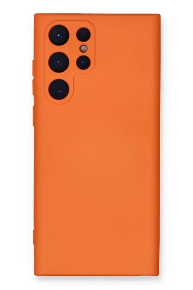 Newface Samsung Galaxy S22 Ultra Kılıf Nano içi Kadife Silikon - Turuncu ürün görseli 1