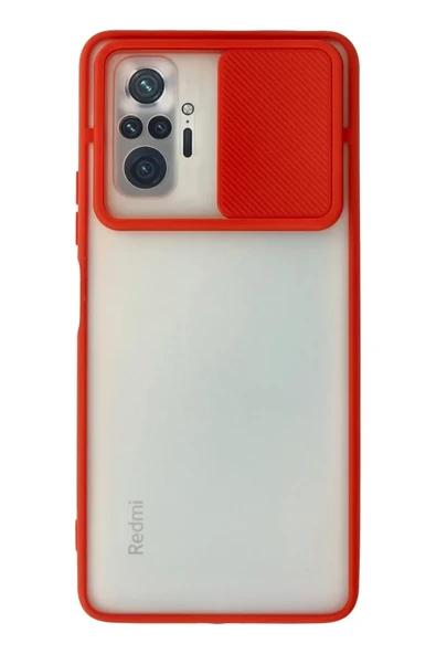 Newface Xiaomi Redmi Note 10 Pro Kılıf Palm Buzlu Kamera Sürgülü Silikon - Kırmızı ürün görseli 1