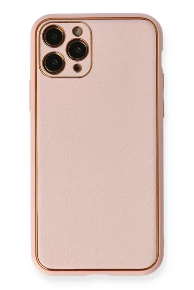 Newface Apple iPhone 11 Pro Max Kılıf Coco Deri Silikon Kapak - Pembe ürün görseli 1