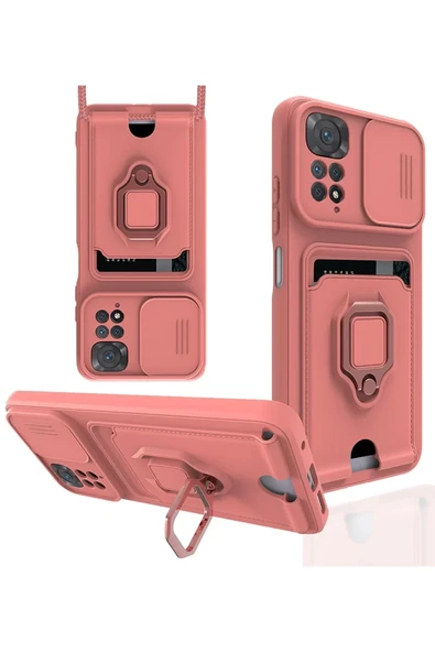 Newface Xiaomi Redmi Note 11 Kılıf Zuma Kartvizitli Yüzüklü Silikon - Pembe ürün görseli 1