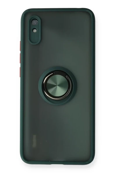 Newface Xiaomi Redmi 9A Kılıf Montreal Yüzüklü Silikon Kapak - Yeşil ürün görseli 1