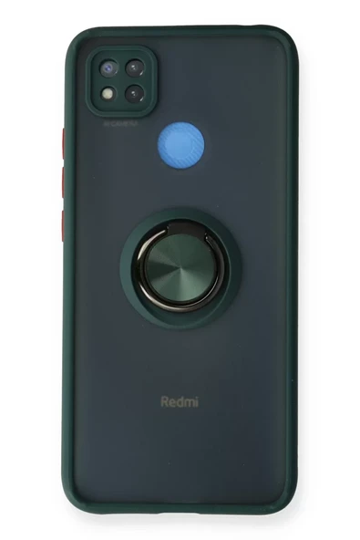Newface Xiaomi Redmi 9C Kılıf Montreal Yüzüklü Silikon Kapak - Yeşil ürün görseli 1