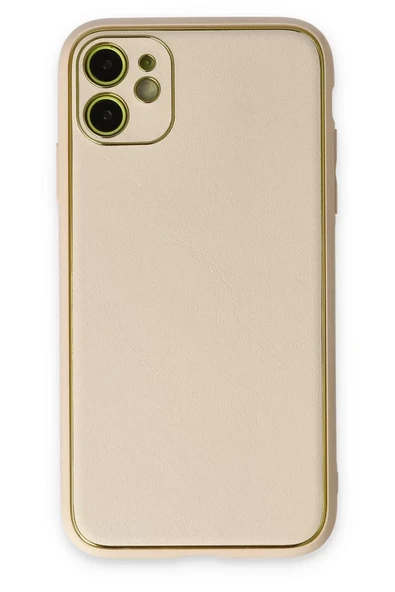 Newface Apple iPhone 12 Kılıf Coco Deri Silikon Kapak - Gold ürün görseli 1