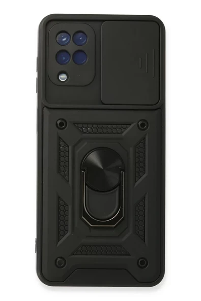 Newface Samsung Galaxy A22 Kılıf Pars Lens Yüzüklü Silikon - Siyah ürün görseli 1