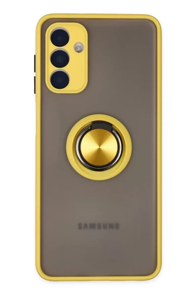 Newface Samsung Galaxy A04S Kılıf Montreal Yüzüklü Silikon Kapak - Sarı ürün görseli 1
