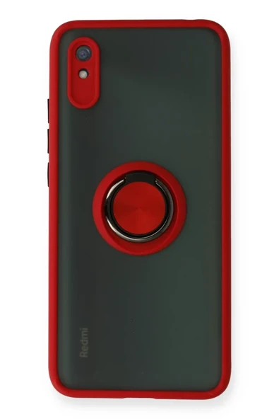 Newface Xiaomi Redmi 9A Kılıf Montreal Yüzüklü Silikon Kapak - Kırmızı ürün görseli 1